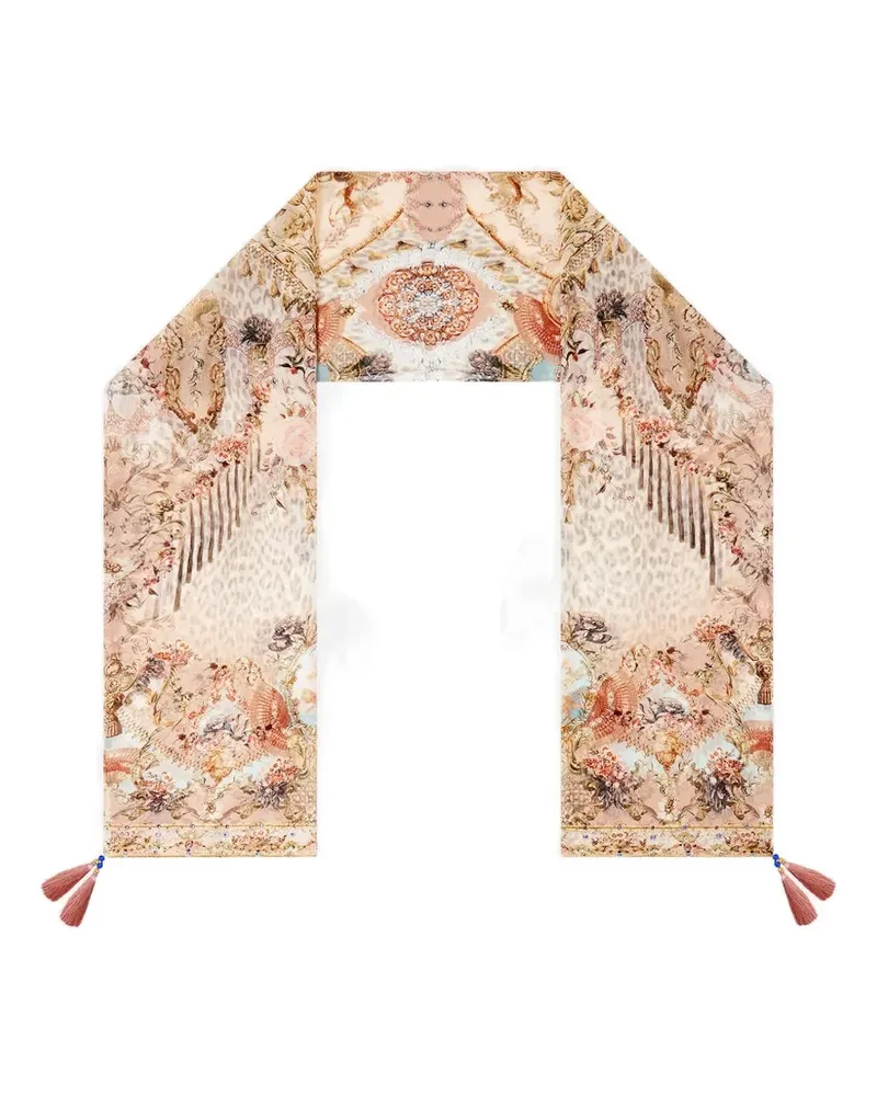 Camilla tassels-detail silk scarf - Nude Nude