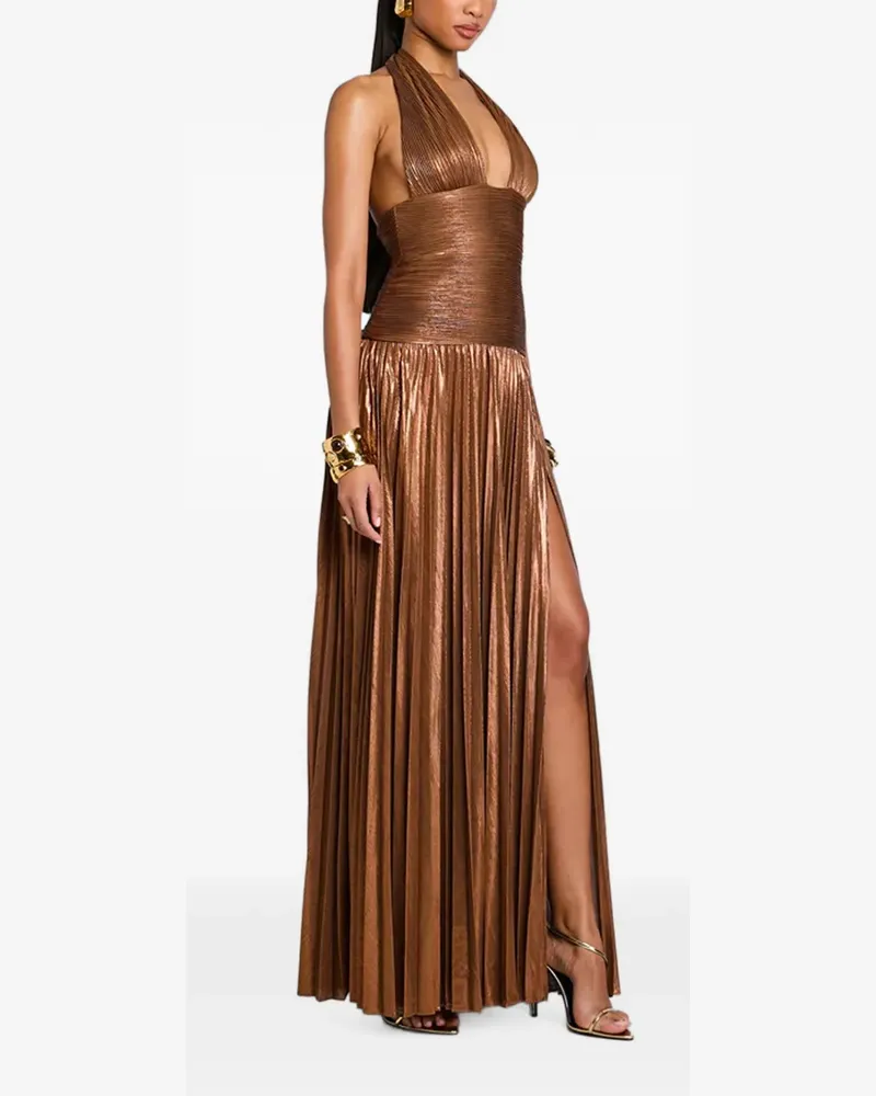 Retrofête Orlina Maxikleid mit Neckholder - Braun Braun