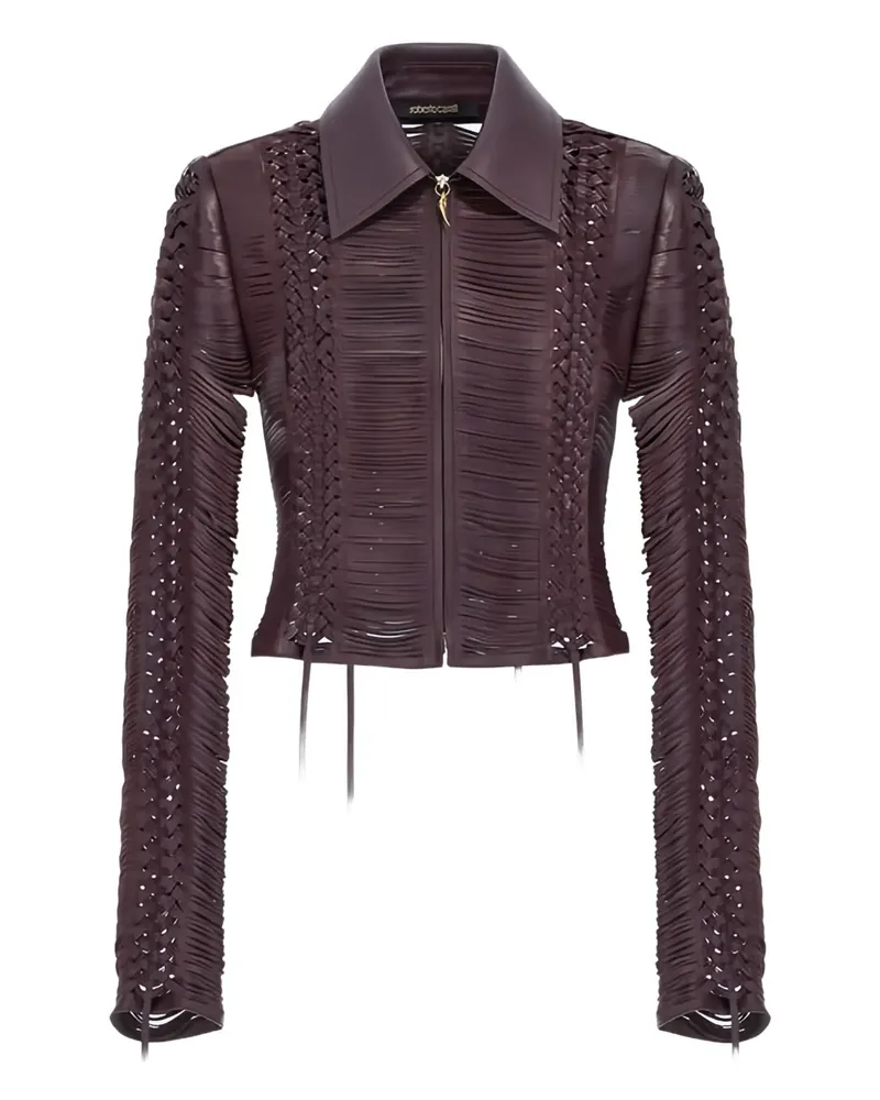 Roberto Cavalli Bomberjacke aus Leder - Violett Violett