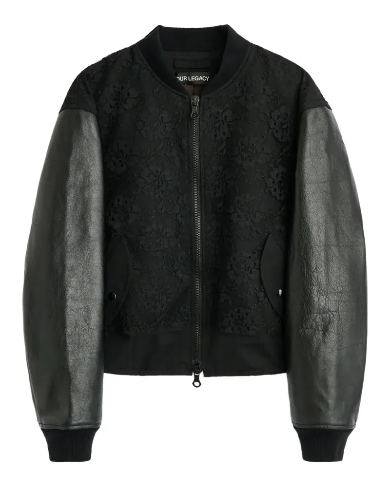 Our Legacy Stage lace-panelled bomber jacket - Schwarz Schwarz
