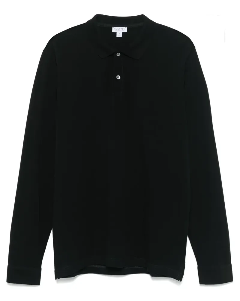 Sunspel Poloshirt aus Piqué - Schwarz Schwarz