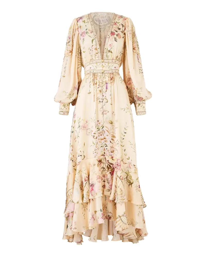 Camilla floral-pattern dress - Nude Nude