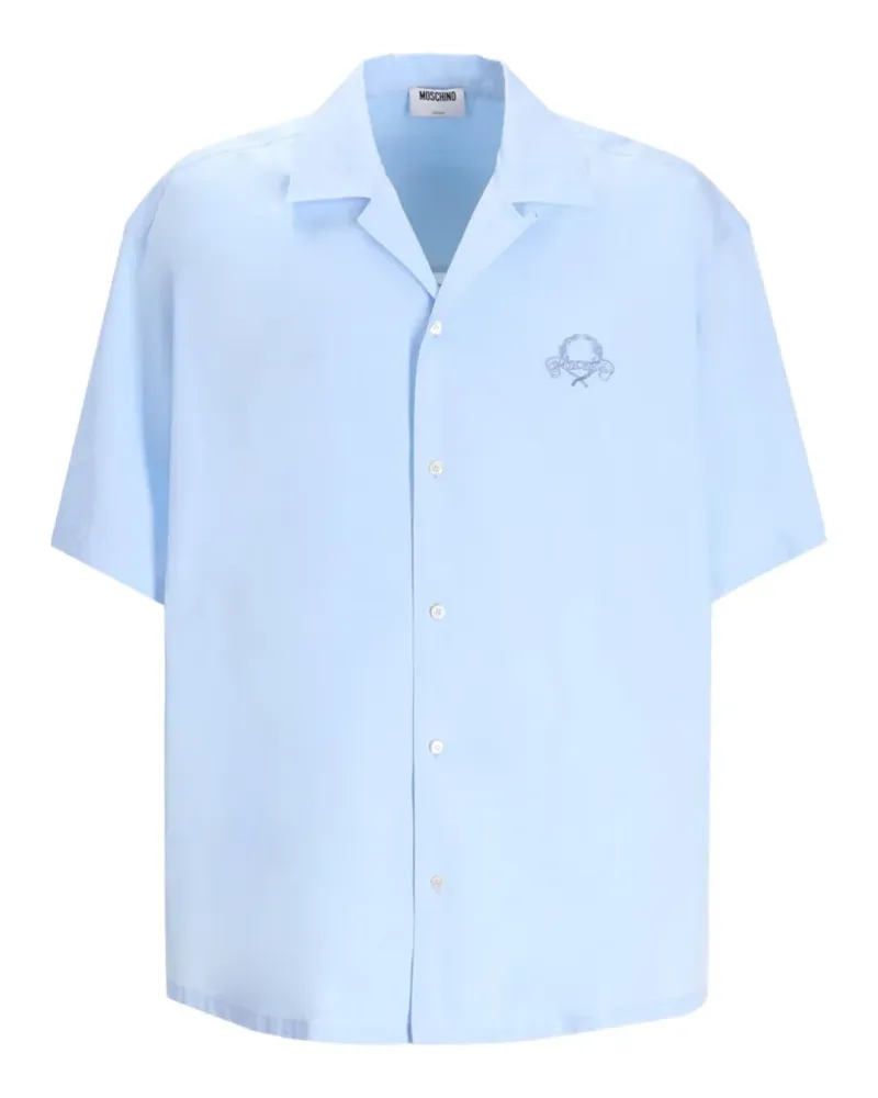 Moschino logo camp-collar shirt - Blau Blau