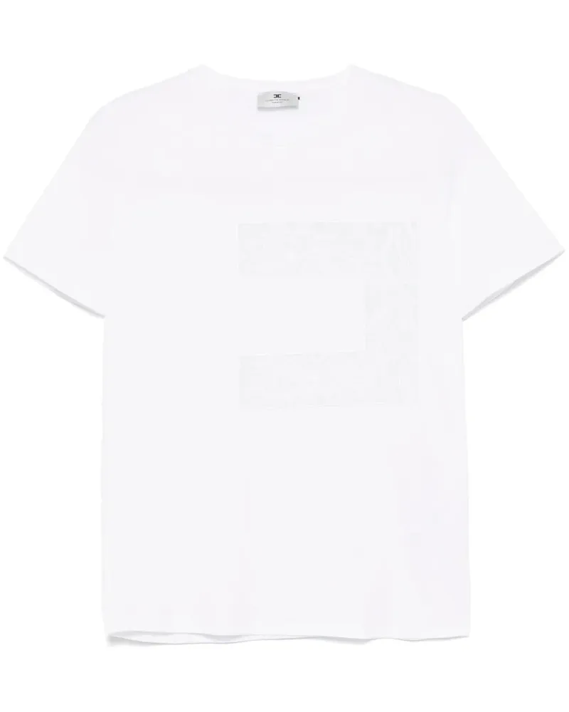 Elisabetta Franchi Jersey-T-Shirt mit Voile-Logo - Weiß Weiß