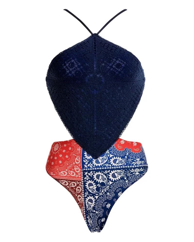 AGUA BENDITA Adara Paisley-Badeanzug mit gehäkelter Spitze - Atma Atma