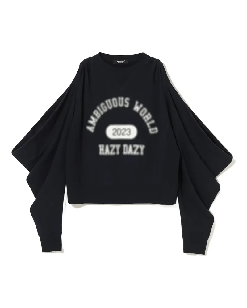 Undercover graphic-print draped-sleeves sweatshirt - Blau Blau