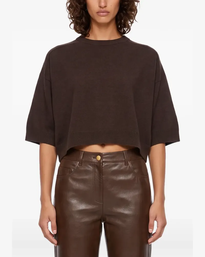 Gotha Kurzärmeliger Cropped-Pullover - Braun Braun