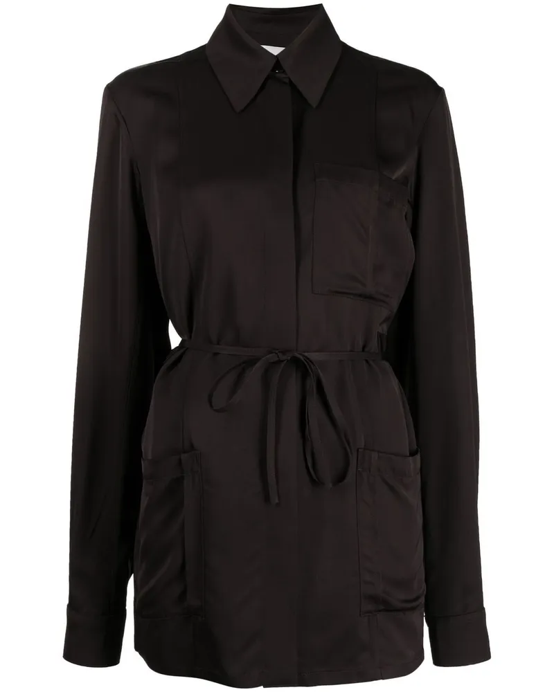 Jil Sander Hemdjacke aus Satin - Braun Braun