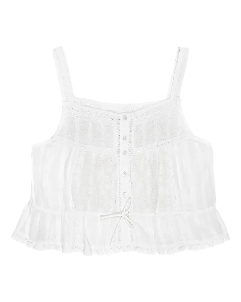 MAISON HOTEL Constanza lace-trimmed embroidered top - Weiß Weiß