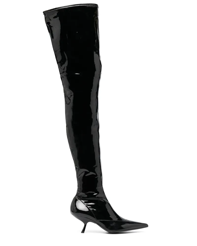Sergio Rossi SR Maike Stiefel mit Lackoptik 60mm - Schwarz Schwarz