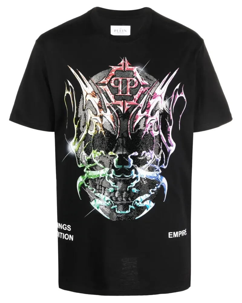 Philipp Plein Chrome T-Shirt mit rundem Ausschnitt - Schwarz Schwarz