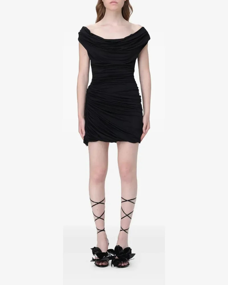 Magda Butrym Minikleid mit Schalkragen - Schwarz Schwarz