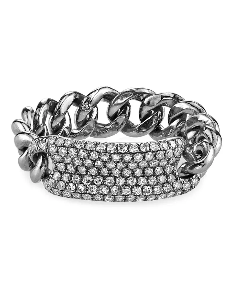 SHAY 18kt Mini Link Weißgoldring mit Diamanten - Schwarz Schwarz