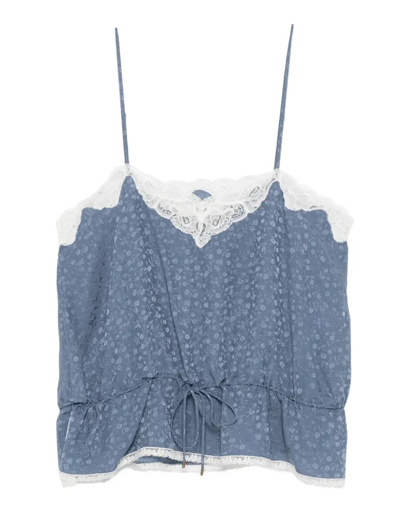 Chloé Camisole-Seidentop mit Spitzenbesatz - Blau Blau