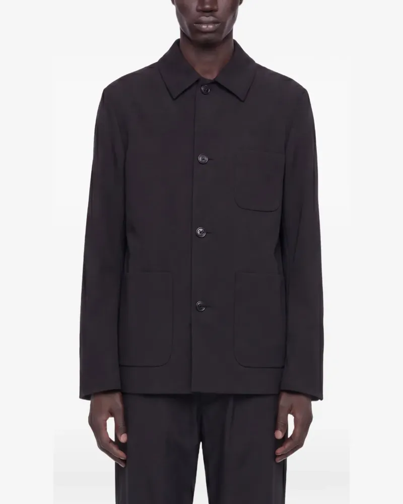 LARDINI patch-pocket shirt jacket - Schwarz Schwarz