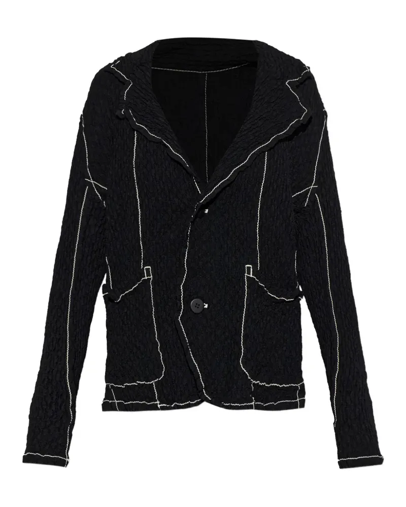 Issey Miyake crinkled contrast-stitch blazer - Schwarz Schwarz