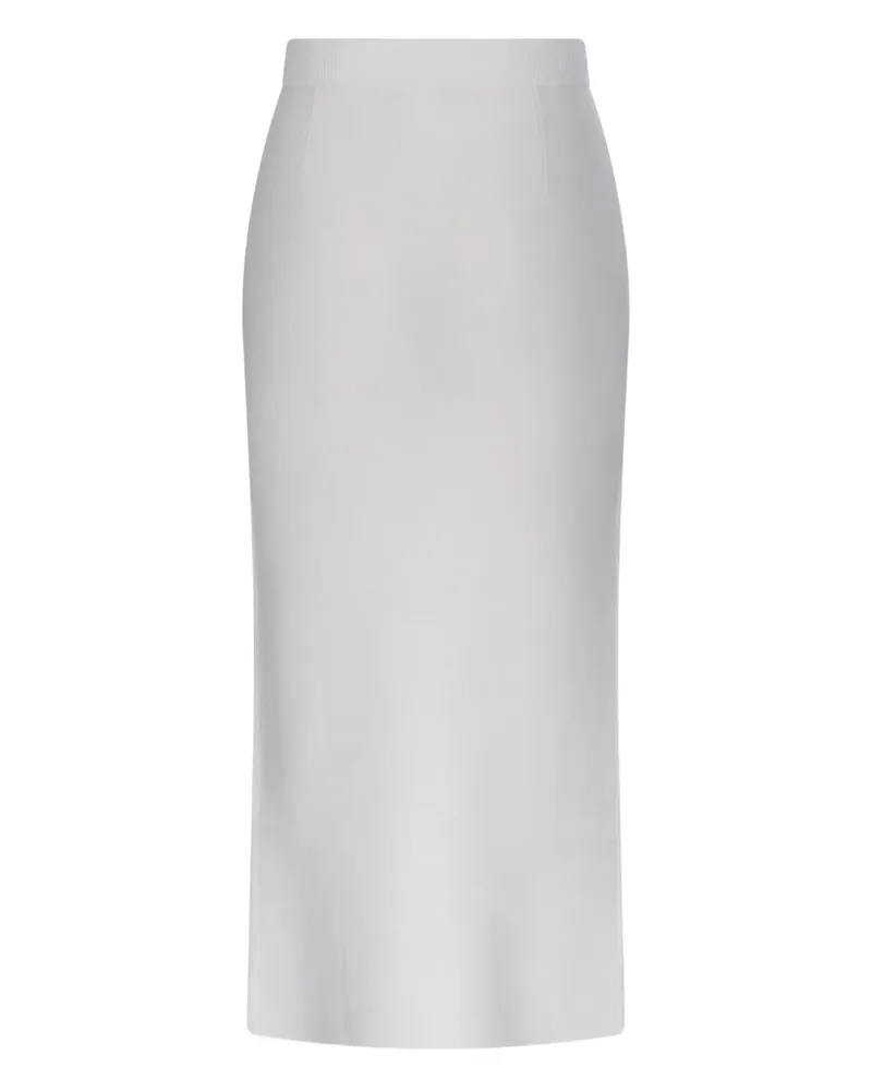 Max Mara Gerippter Midirock in Wickeloptik - Weiß Weiß