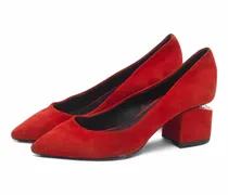 Spitze Pumps mit Blockabsatz - Orange