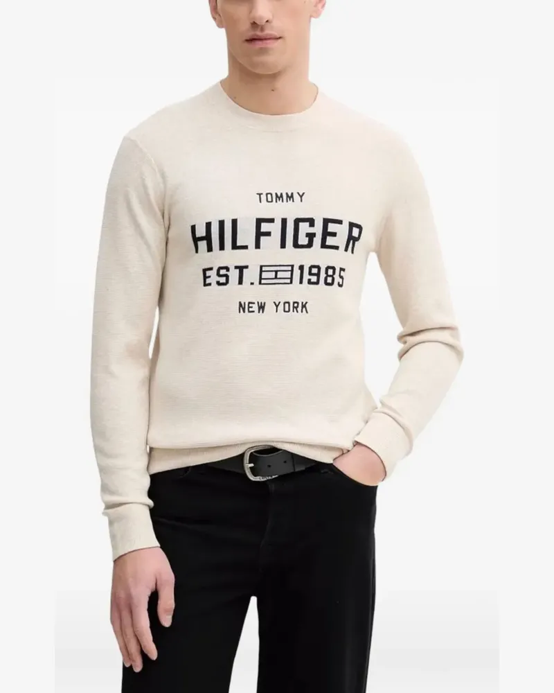 Tommy Hilfiger logo-detail knitted cotton sweater - Nude Nude