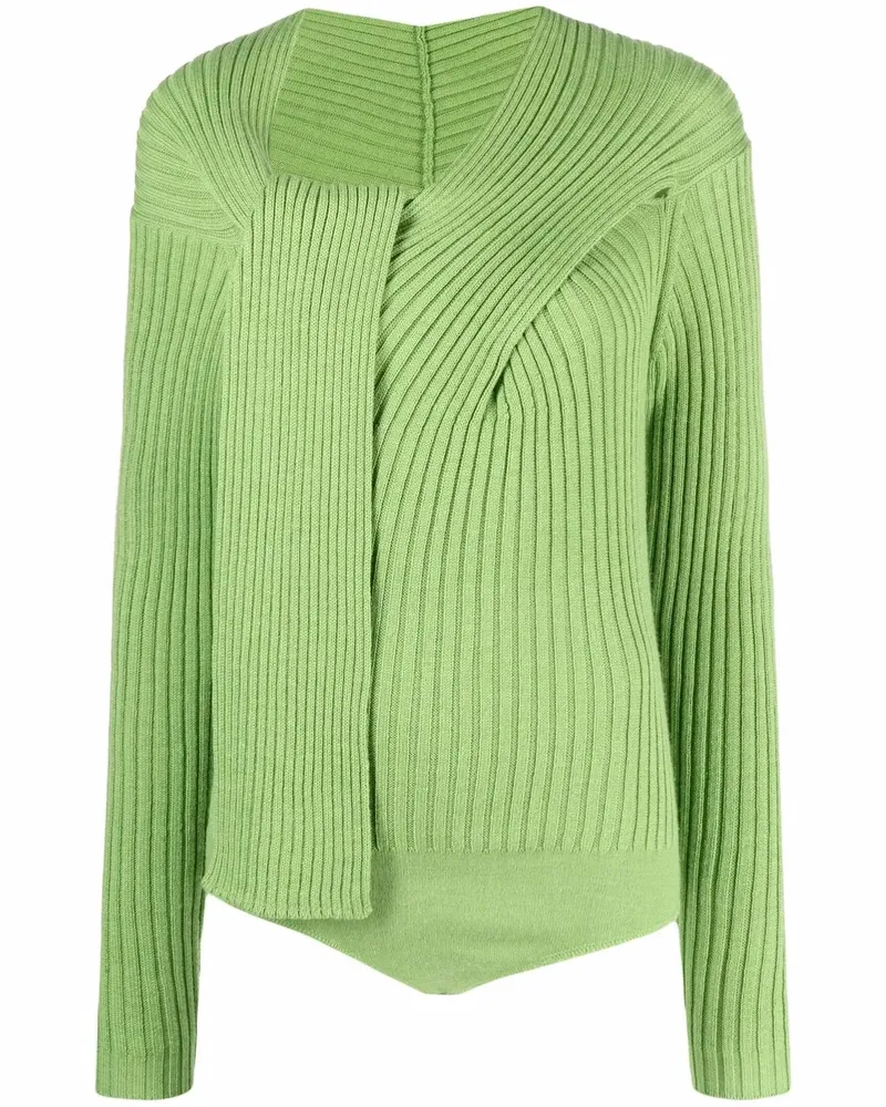 MSGM Geripptes Strickoberteil - Grün Grün