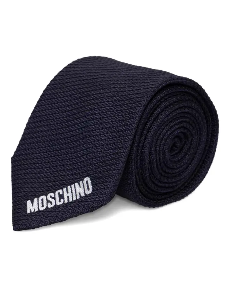 Moschino logo-embroidered tie - Blau Blau