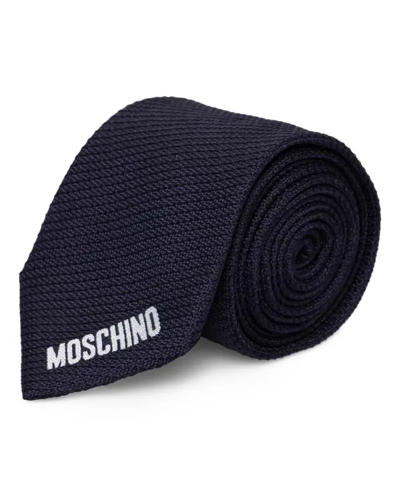 Moschino logo-embroidered tie - Blau Blau