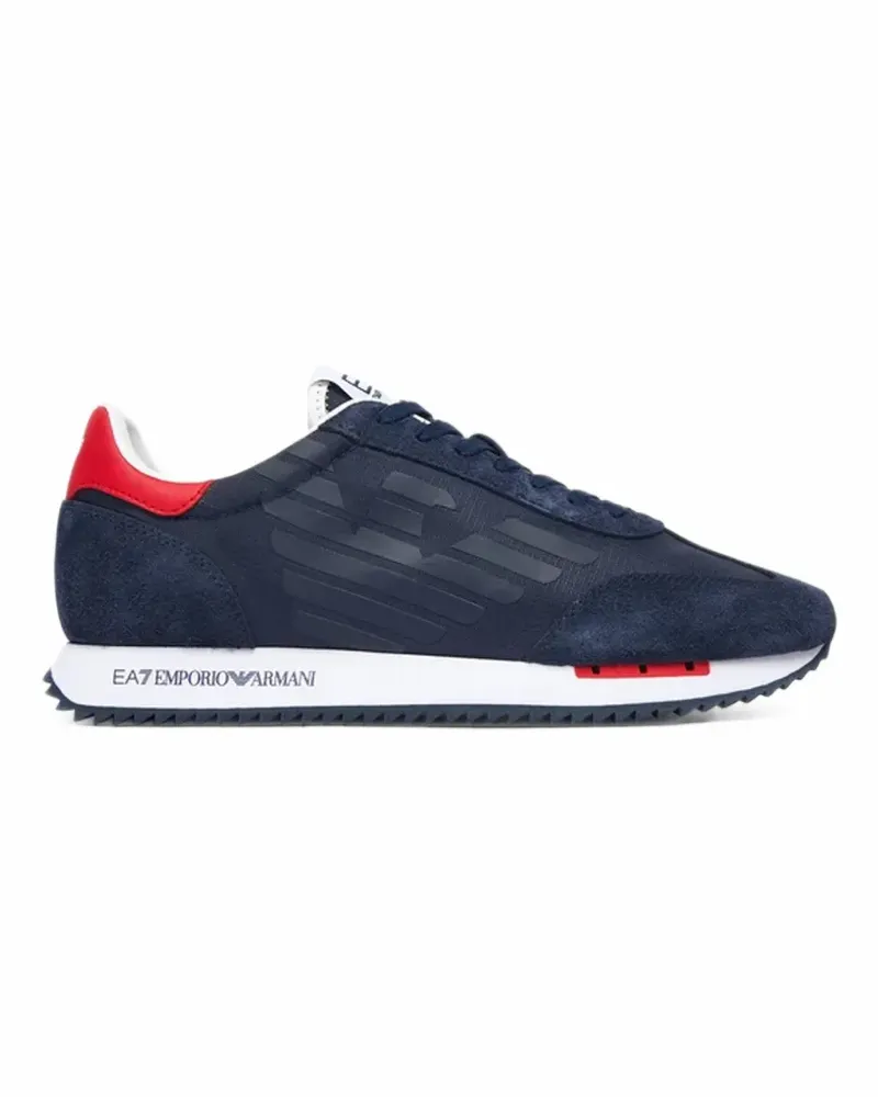 EA7 Sneakers mit Wildledereinsätzen und Logo-Patch - Blau Blau