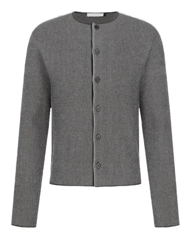 AMOMENTO stripe button-up cardigan - Grau Grau