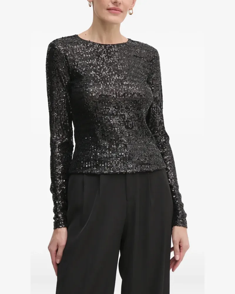 DKNY sequin long-sleeve top - Schwarz Schwarz