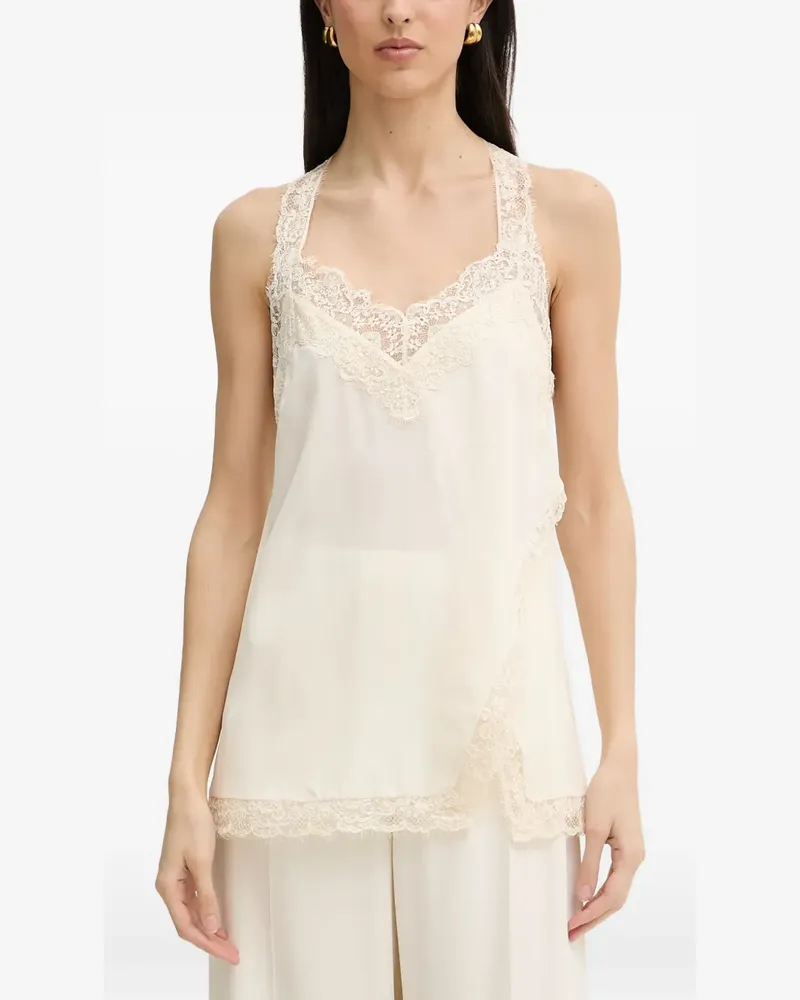 Pinko Tomino lace-trim racerback top - Nude Nude