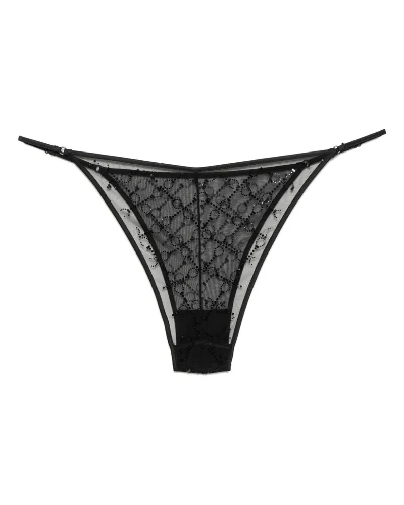 Kiki De Montparnasse Strassverzierter Handcuff String-Slip - Schwarz Schwarz