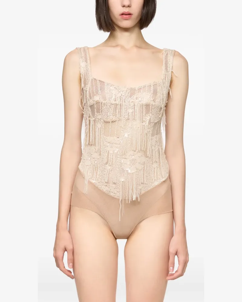ATU Body Couture sequin-embellished corset-style bodysuit - Nude Nude