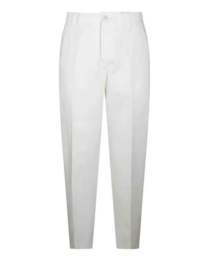 Canali Klassische Hose mit Logo-Patch - Weiß Weiß