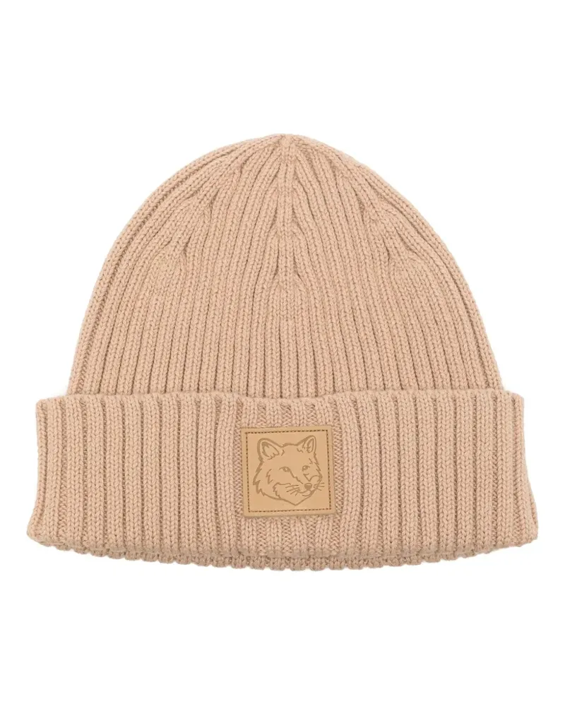 Kitsuné Beanie mit Fuchs-Patch - Braun Braun