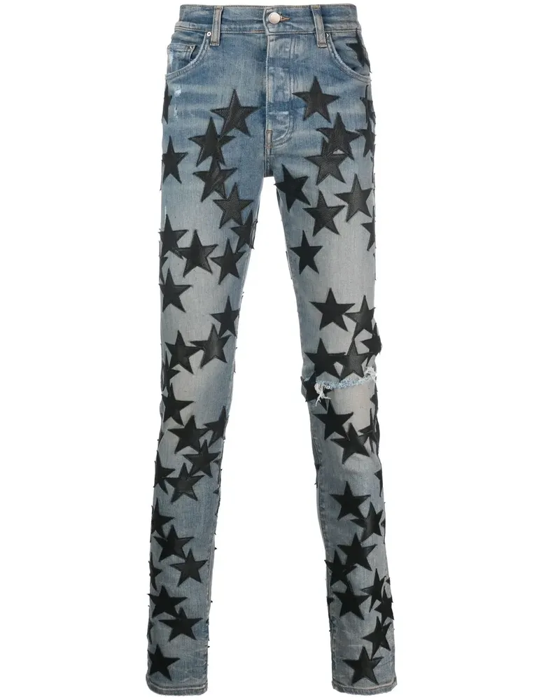 Amiri Skinny-Jeans mit Stern-Patches - Blau Blau