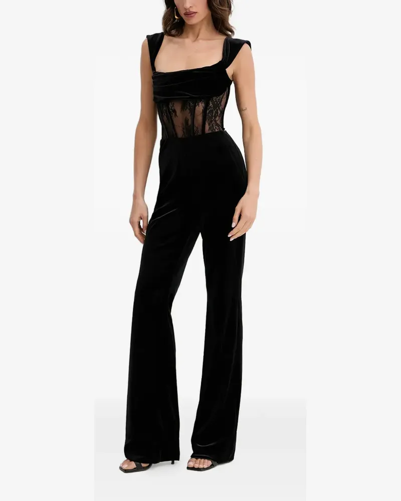 Retrofête Leni velvet jumpsuit - Schwarz Schwarz