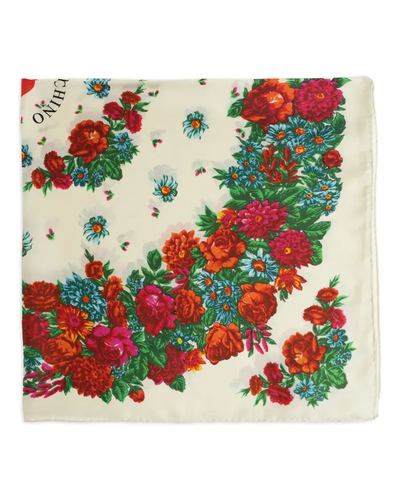 Moschino Seidenschal mit Blumen-Print - Nude Nude