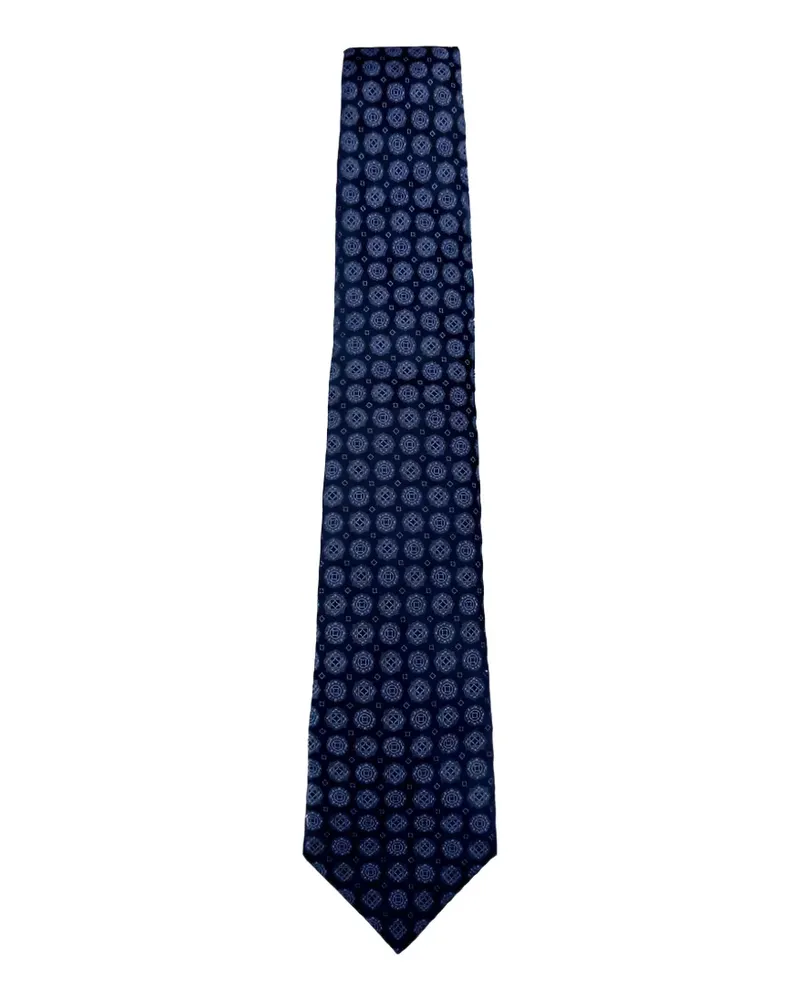 Kiton geometric-print tie - Blau Blau