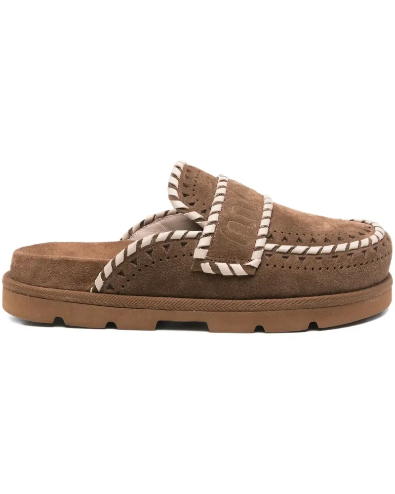 Mou Wildleder-Mules mit Flechtdetail - Braun Braun