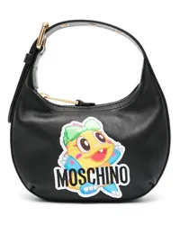 Moschino Handtasche mit Logo-Patch Schwarz