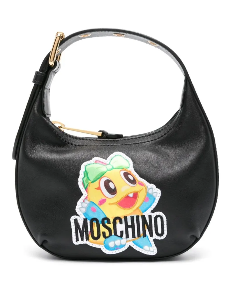 Moschino Handtasche mit Logo-Patch Schwarz