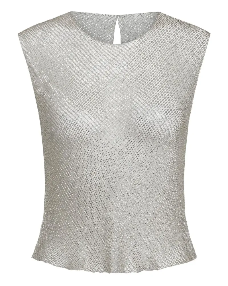 TWP Chloe beaded mesh top - Silber Silber