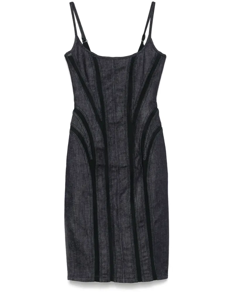 Thierry Mugler Jeans-Midikleid mit Mesh-Einsatz - Blau Blau