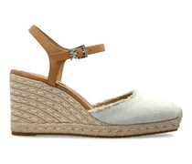 Espadrilles mit ausgefranstem Knöchelriemen - Nude
