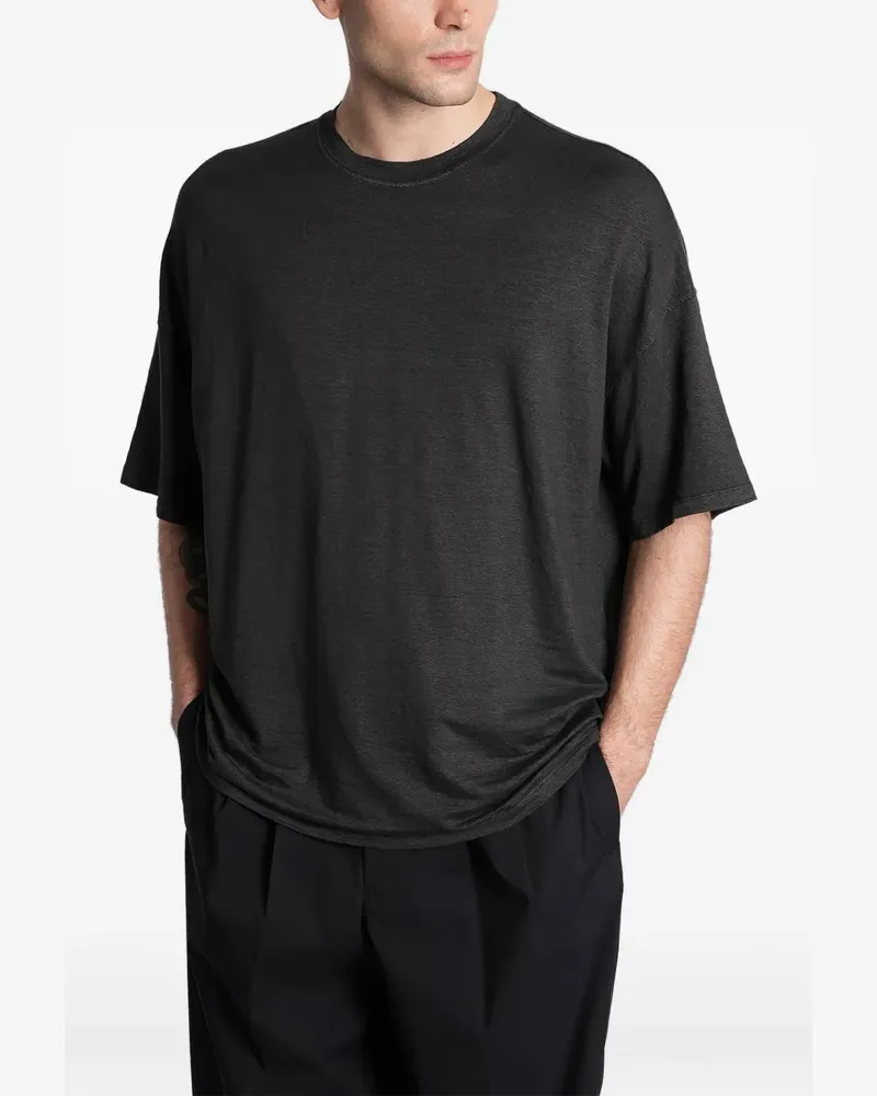 Roberto Collina short-sleeve crewneck linen T-shirt - Schwarz Schwarz