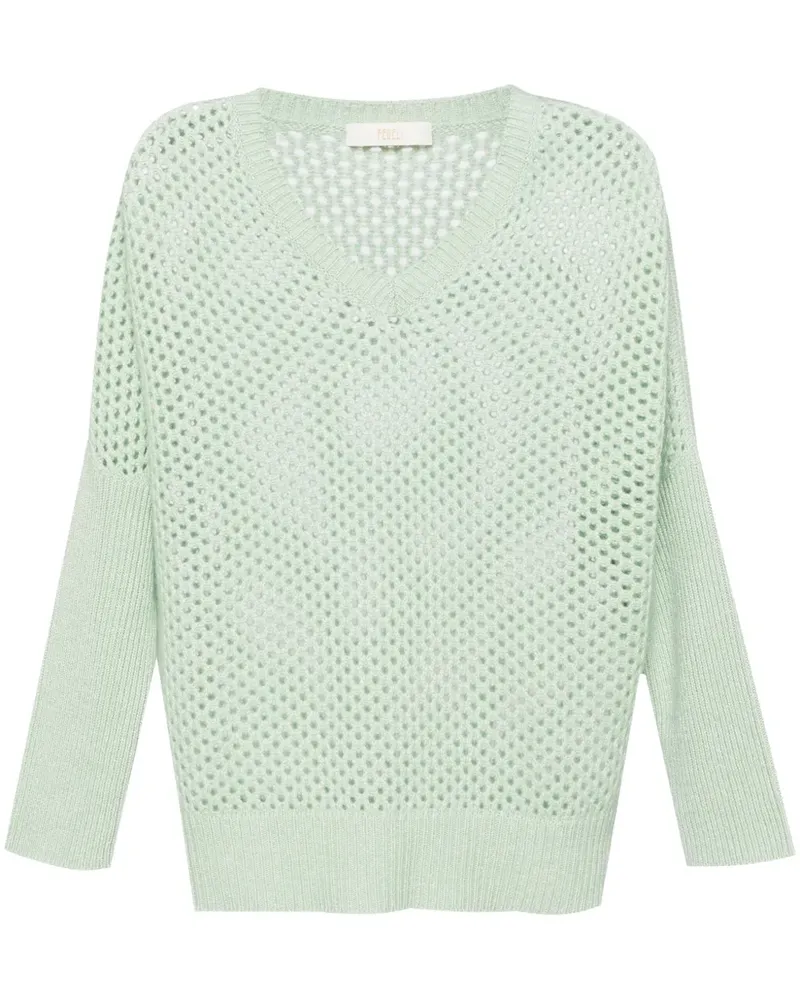 Fedeli Locri Lochstrick-Pullover - Blau Blau