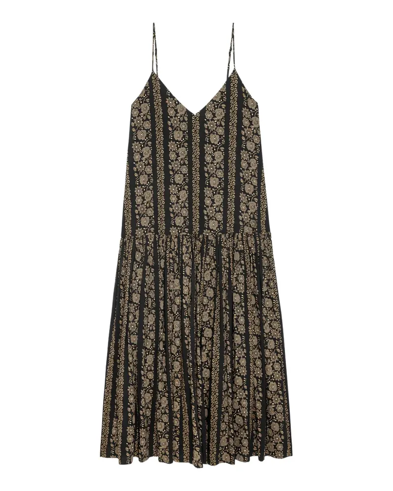The Great maxi floral-print drop-waist dress - Schwarz Schwarz