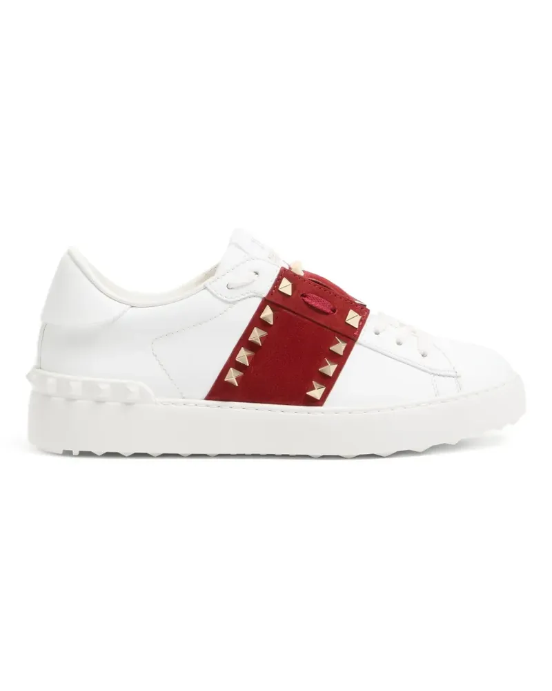 Valentino Garavani Rockstud Untitled Sneakers aus Kalbsleder mit Wildlederband - Weiß Weiß