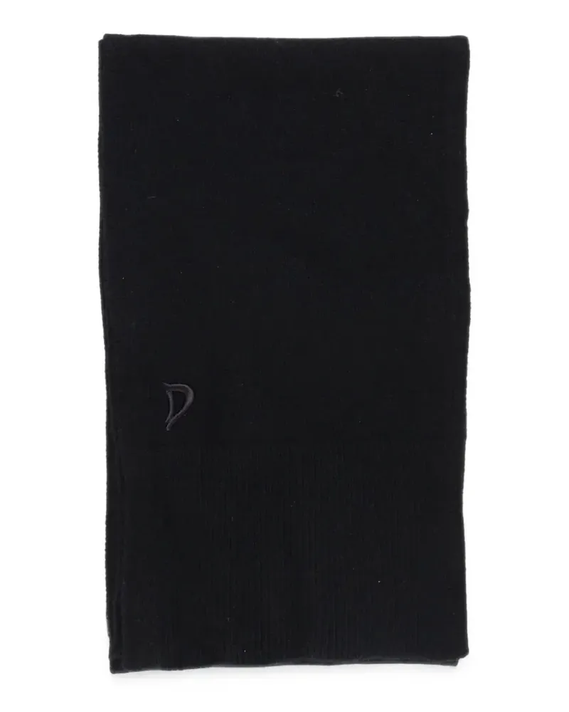 Dondup Gerippter Schal mit Logo-Patch - Schwarz Schwarz