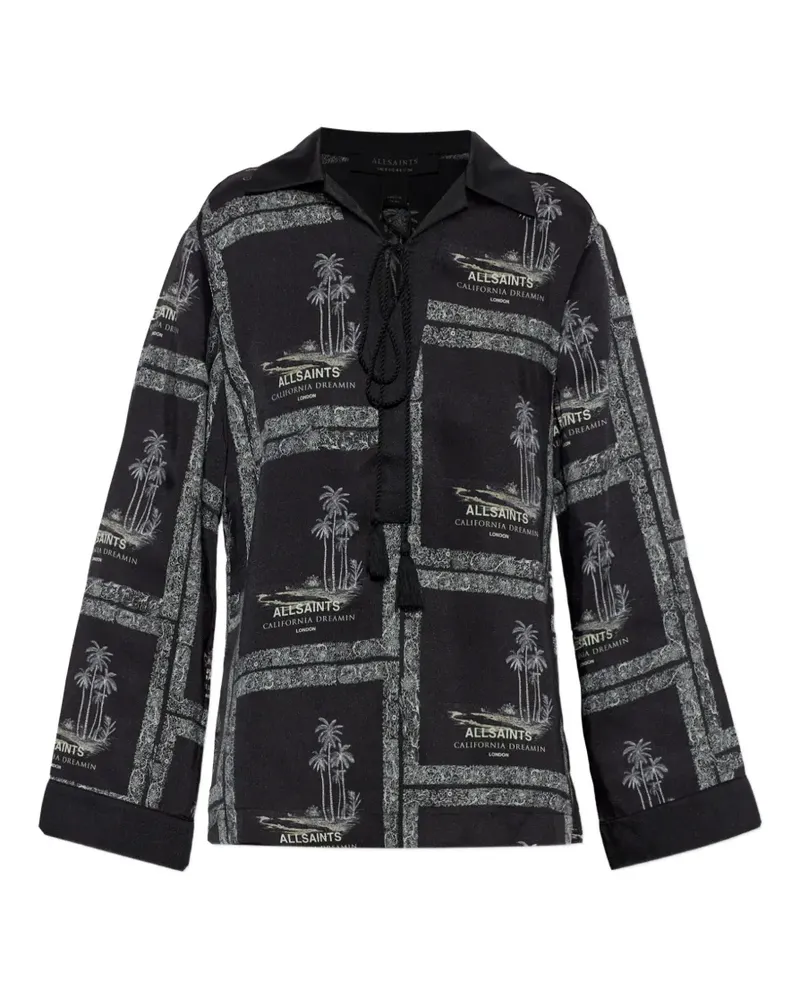 AllSaints Lettie Bluse mit Palmenprint - Schwarz Schwarz